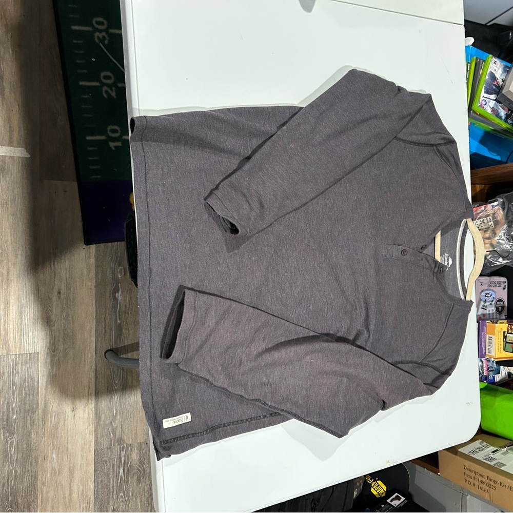 Roots Charcoal Long Sleeve Henley Shirt